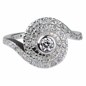 Ann's Silvertone and CZ Spiral Engagement Ring