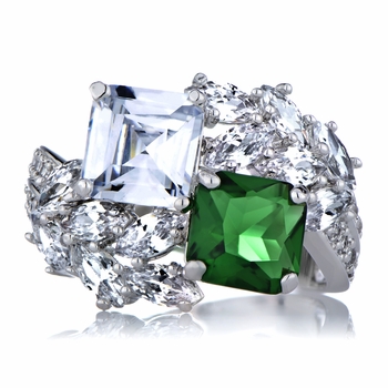 Presidential Wedding Ring - Green CZ