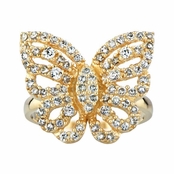 Mimi's Goldtone and CZ Pave Butterfly Cocktail Ring