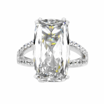 Bee's 6 ct Emerald Cut CZ Split Band Wedding Ring