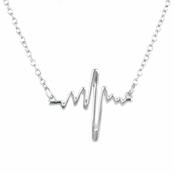 Chandy's Silvertone Heartbeat Necklace