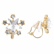 Chelsea's Goldtone Rhinestone Star Clip On Earrings