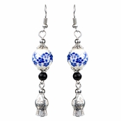 Cherry's Faux Chinese Porcelain Fish Charm Earrings