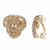 Clementine's Champagne CZ Love Knot Clip On Earrings