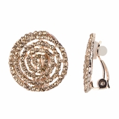 Cordelia's Champagne CZ and Goldtone Spiral Clip On Earrings