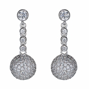 Dakota's Micro Pave Cubic Zirconia Ball Dangle Earrings