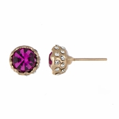 Dakota's Pink Imitation Crystal Rose Goldtone Stud Earrings