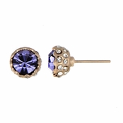 Dakota's Purple Stone Rose Goldtone Stud Earrings