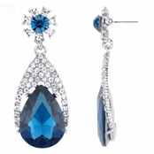 Daniella's Fancy Dangle Pear Drop Earrings - Blue