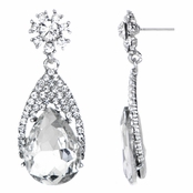Daniella's Fancy Dangle Pear Drop Earrings - Clear