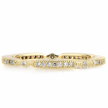 Darby's Art Deco CZ Wedding Ring Band - Goldtone