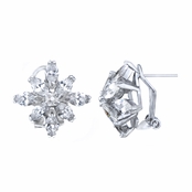 Dawn's Silvertone Cubic Zirconia Floral Stud Earrings