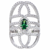 Daya's Green and Clear CZ Art Deco Cocktail Ring