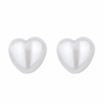 Della's Simulated Pearl Heart Shaped Magnetic Stud Earrings