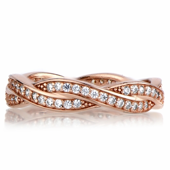 Devera's Rose Gold Twisted CZ Wedding Ring Band