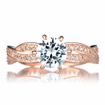 Devera's Twisted CZ Engagement Ring - Rose Goldtone