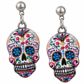 Dia De Los Muertos Sugar Skull Dangle Earrings