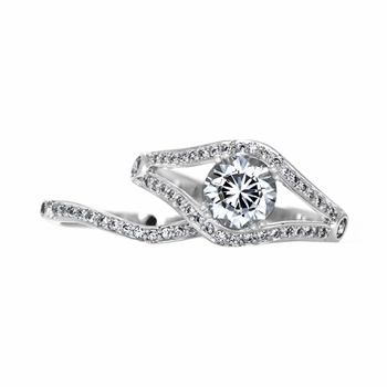 Dina's Vintage Style Round Cut CZ Wedding Ring Set