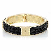 Dolly's Black Leather Braided Bangle Bracelet