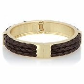 Dolly's Brown Leather Braided Bangle Bracelet