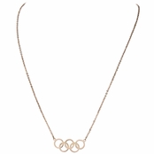 Olympics Jewelry: Rose Goldtone 5 Circle Charm Necklace - 18K Plated