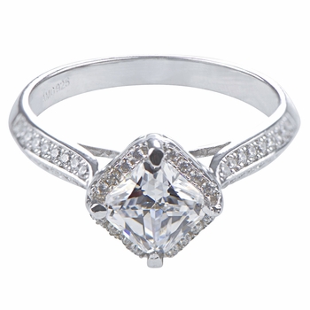 Doreen's Princess Cut Halo CZ Engagement Ring