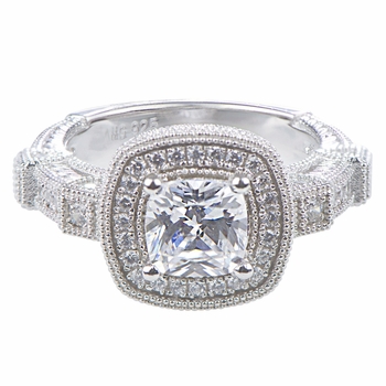 Ebony's Cushion Cut Micro Pave Art Deco Engagement Ring