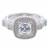 Ebony's Cushion Cut Micro Pave Art Deco Engagement Ring