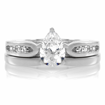 Edie's Petite Pear CZ Wedding Ring Set