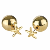 Eleanor's Goldtone Star Front Back Stud Earrings