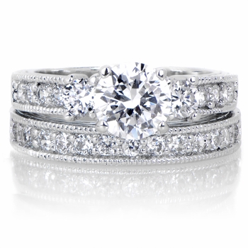Elissa's Pave CZ Wedding Ring Set - 1.5 Carat
