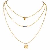 Eliza's Triple Layered Goldtone Charm Necklace