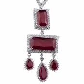 Elizabeth's Estate Jewellery Collection: Fancy Simulated Ruby Necklace - Emerald and Pear Cut