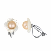 Ember's 6mm Pink Imitation Pearl Flower Clip On Earrings