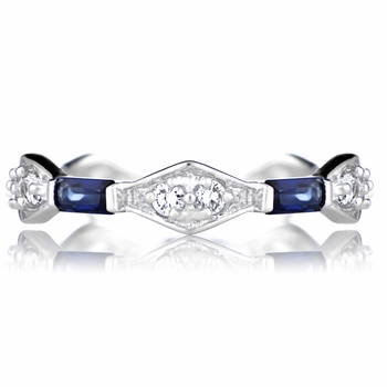 Emmalyn's Antique Style Blue CZ Eternity Ring Band