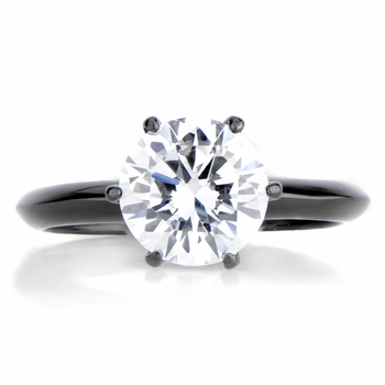 Enya's Black Plated Round Cut Engagement Ring
