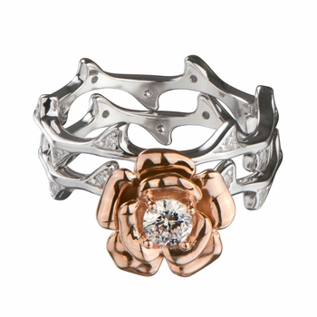 Esmerelda's Rose Gold Flower Stem Ring Set