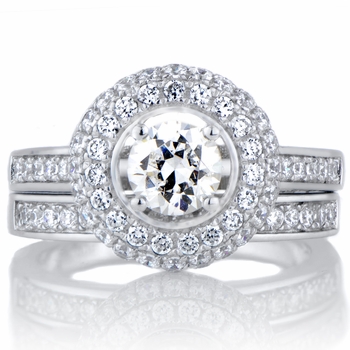 Karisma's Halo Cubic Zirconia Wedding Ring Set