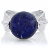Felicy's Blue Stone Silvertone Leaf Ring
