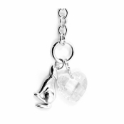 Flora's Silvertone Wolf Charm & Crystal Heart Bracelet