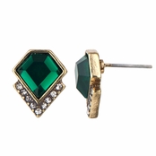 Francine's Geometric Simulated Emerald Crystal Stud Earrings