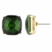 Gabriela's 14mm Cushion Stud Earrings - Green