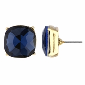 Gabriela's 14mm Cushion Stud Earrings - Navy
