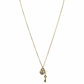 Gemma's Goldtone Key and Cubic Zirconia Charm Necklace