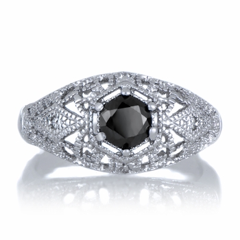 Gemma's 0.5 ct Black CZ Vintage Style Wedding Ring