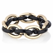 Georgia's Goldtone & Black Chain Link Stretch Bracelet