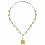 Geraldine's Fancy Cushion Cut Canary CZ Tennis Necklace