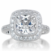 Gina's Vintage Style Halo Cushion Cut CZ Engagement Ring
