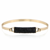 Gisele's Black and Goldtone Leather Bangle Bracelet