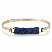 Gisele's Blue and Goldtone Leather Bangle Bracelet